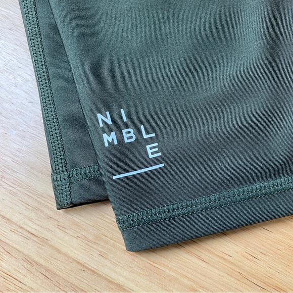 NIMBLE Moto Mesh Khaki Green High Waisted Full Length Activewear Tights Size 14 - Picture 10 of 10